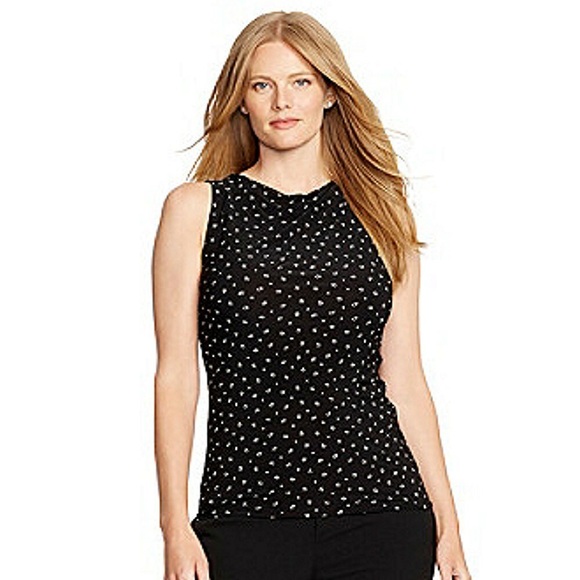 Lauren Ralph Lauren Tops - Lauren Ralph Lauren Sleeveless Black and White Cowl-Neck Top, Size L